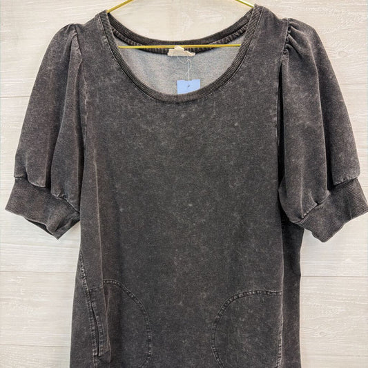June and Delaney Grey Short Sleeve Sweatshirt Dress Large