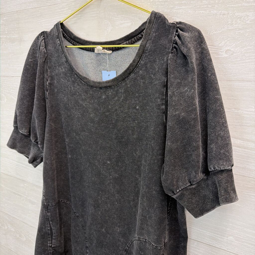 June and Delaney Grey Short Sleeve Sweatshirt Dress Large