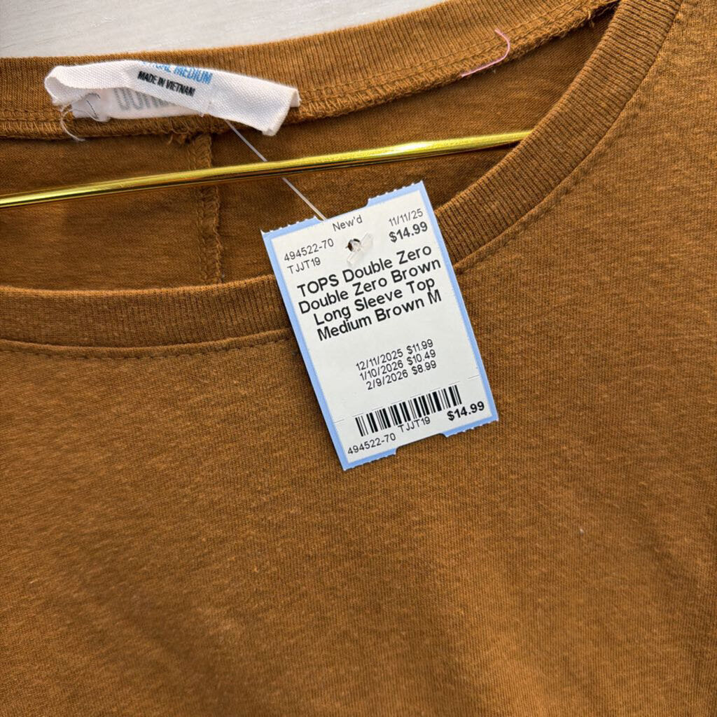 Double Zero Brown Long Sleeve Top Medium