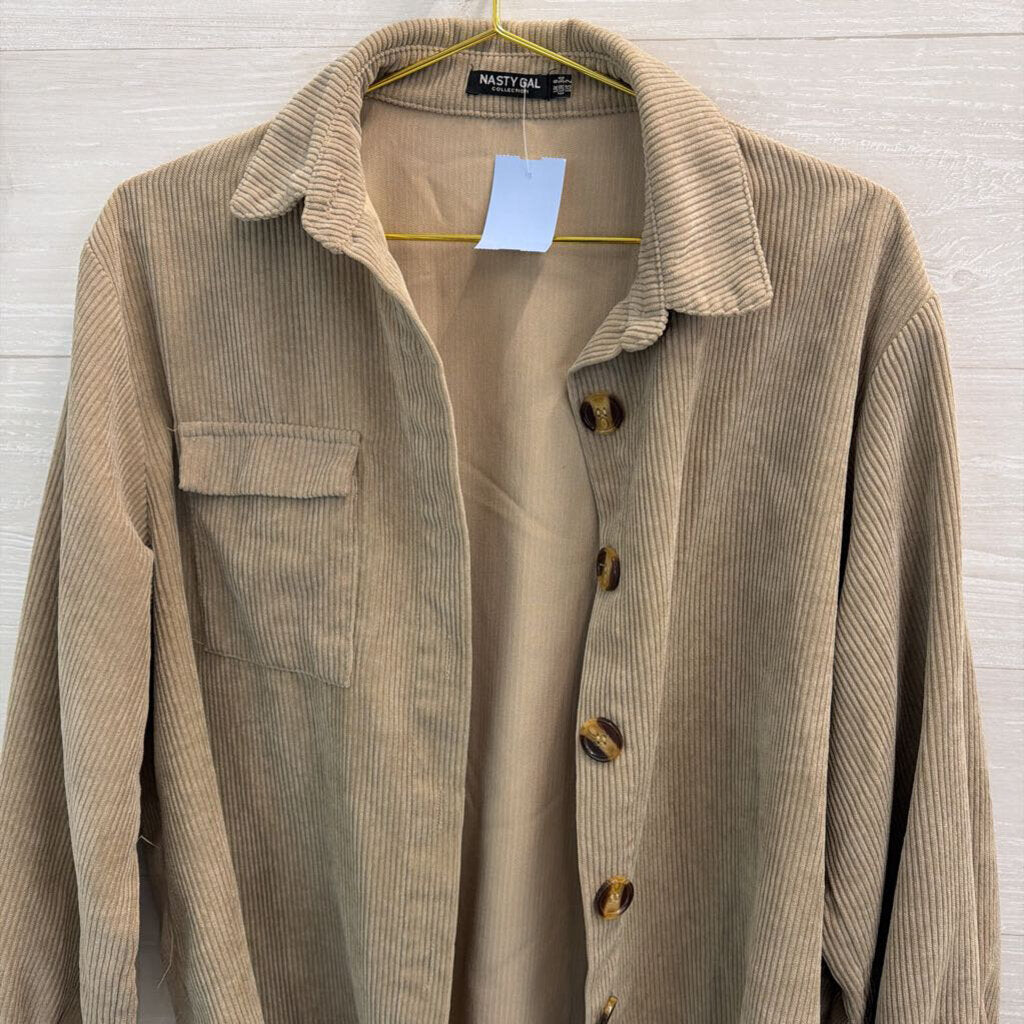 Nasty Gal Brown Corduroy Long Sleeve Button Down Top 2