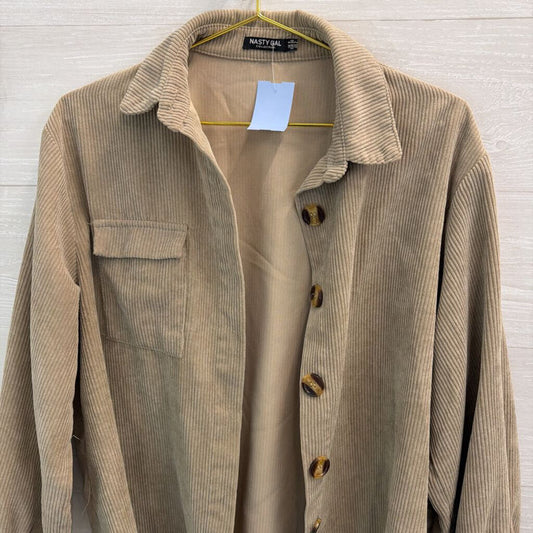 Nasty Gal Brown Corduroy Long Sleeve Button Down Top 2