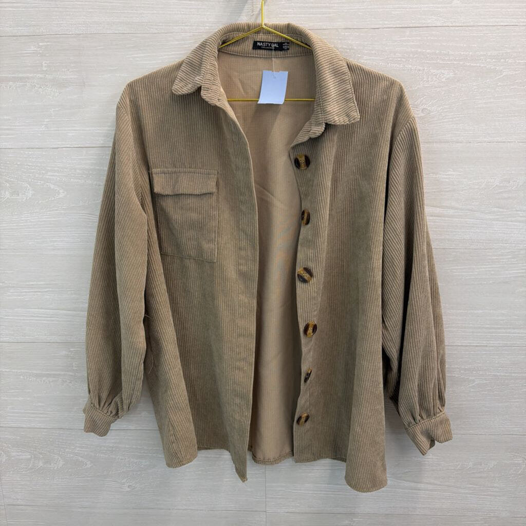 Nasty Gal Brown Corduroy Long Sleeve Button Down Top 2