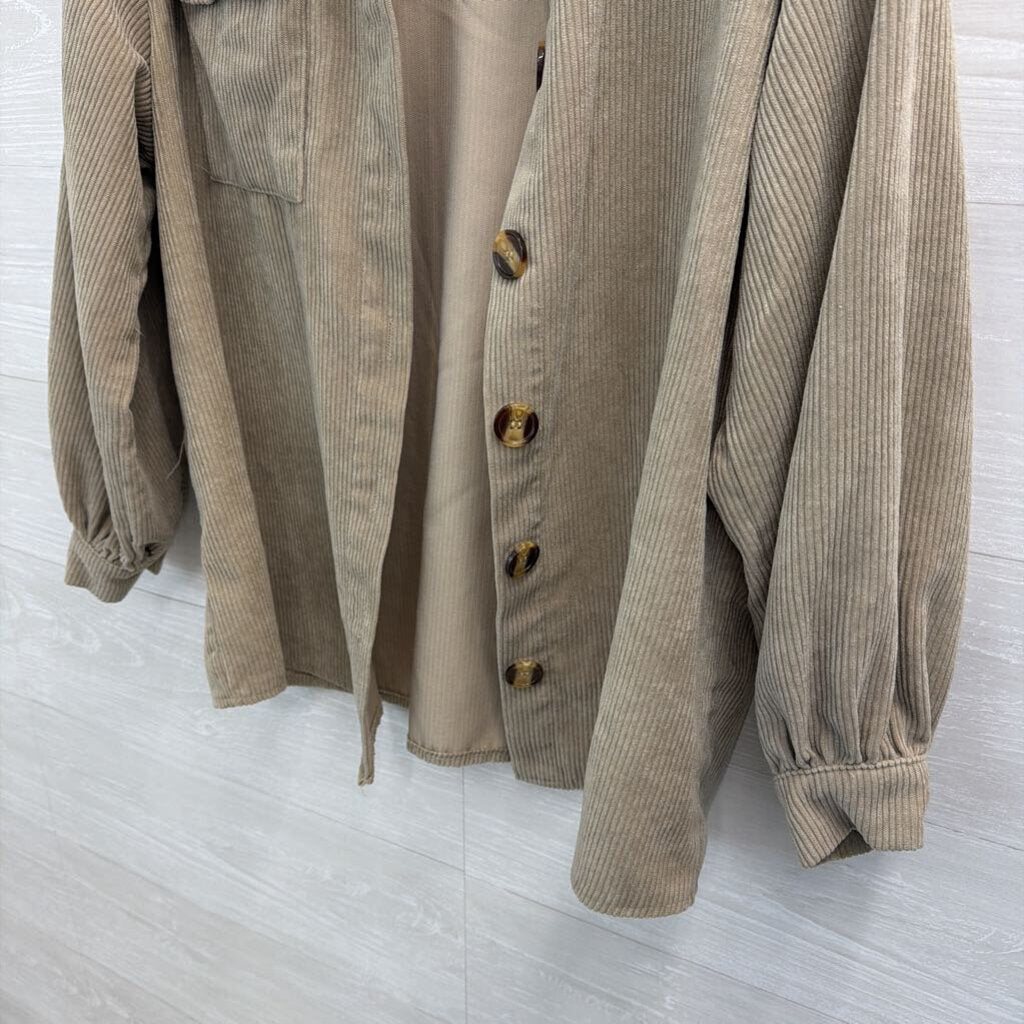 Nasty Gal Brown Corduroy Long Sleeve Button Down Top 2