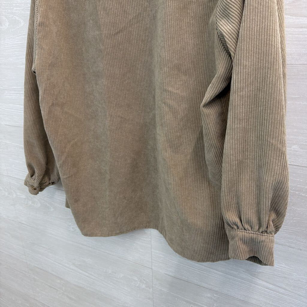 Nasty Gal Brown Corduroy Long Sleeve Button Down Top 2