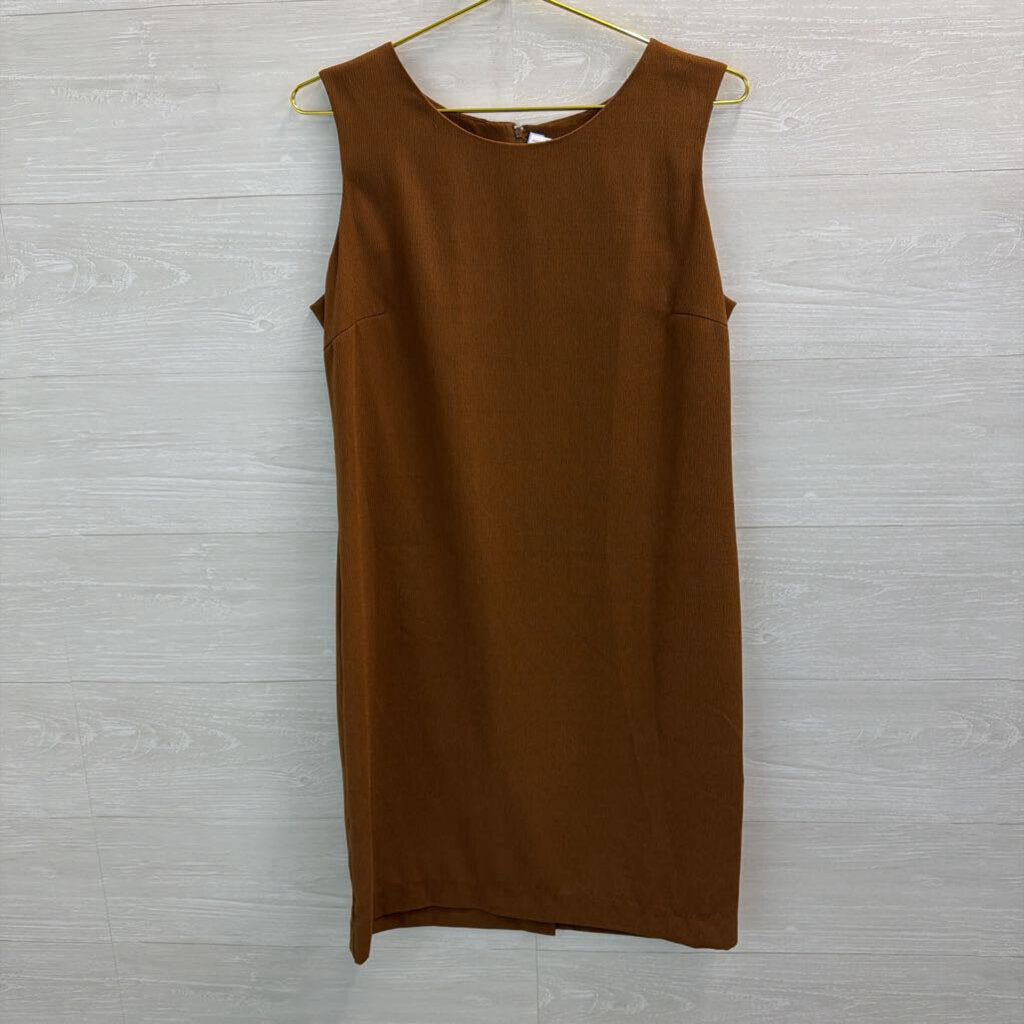 Studio I Brown Textured Sleeveless Shift Dress 12 Petite