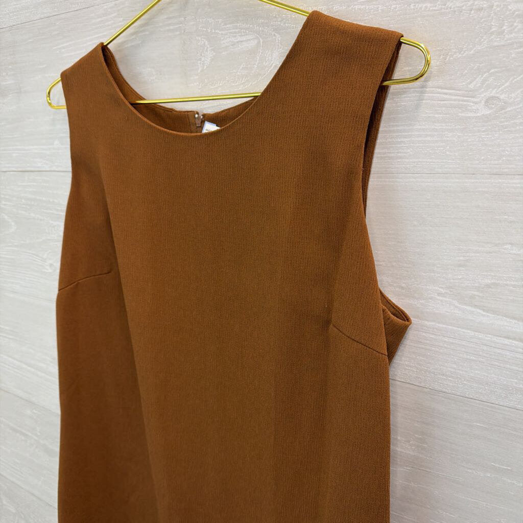 Studio I Brown Textured Sleeveless Shift Dress 12 Petite