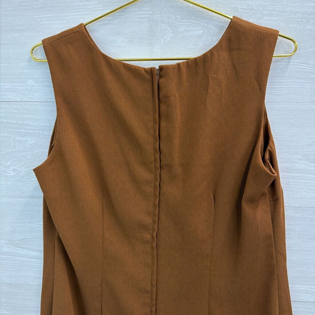 Studio I Brown Textured Sleeveless Shift Dress 12 Petite