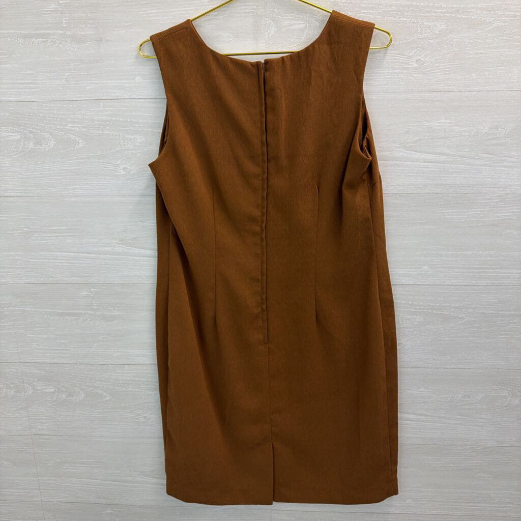 Studio I Brown Textured Sleeveless Shift Dress 12 Petite