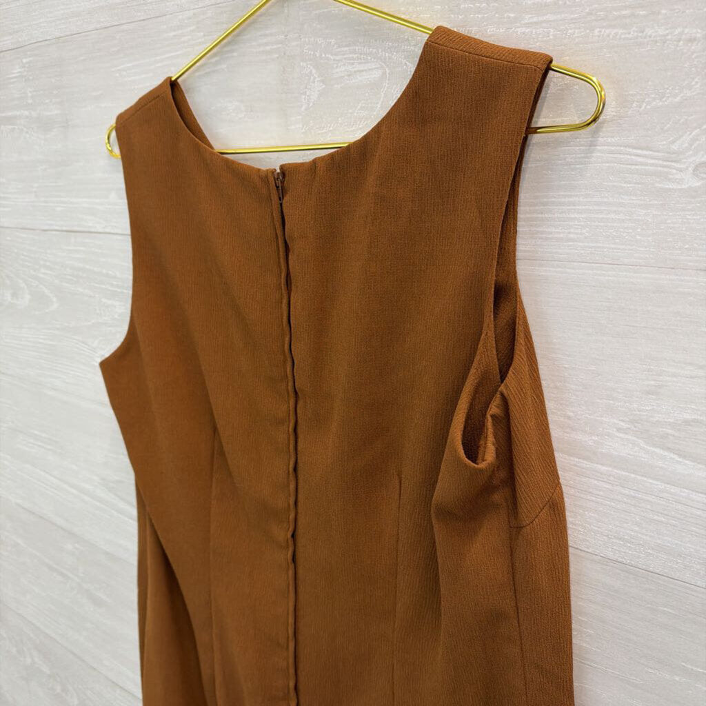 Studio I Brown Textured Sleeveless Shift Dress 12 Petite