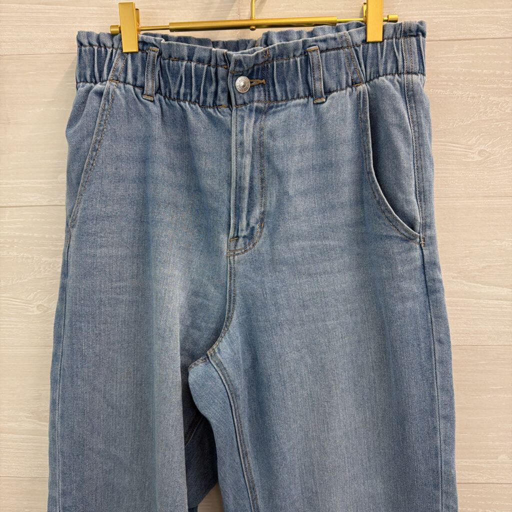 American Eagle Light Wash Paperbag Top Wide Leg Jeans 12