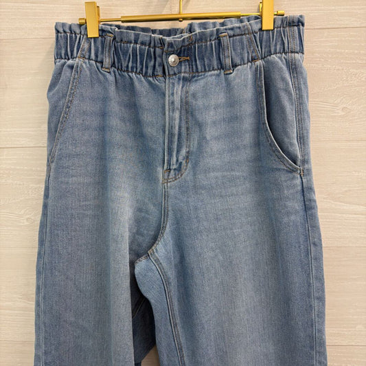 American Eagle Light Wash Paperbag Top Wide Leg Jeans 12
