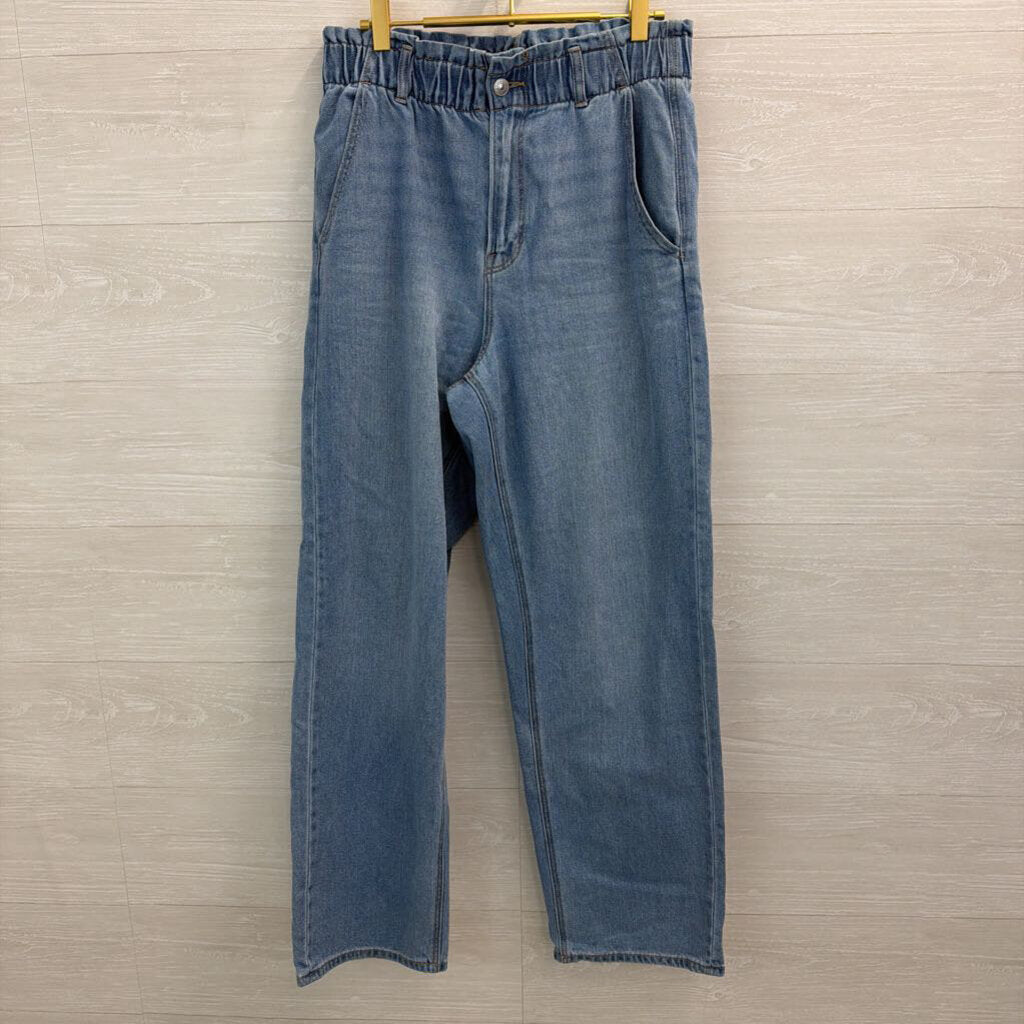 American Eagle Light Wash Paperbag Top Wide Leg Jeans 12