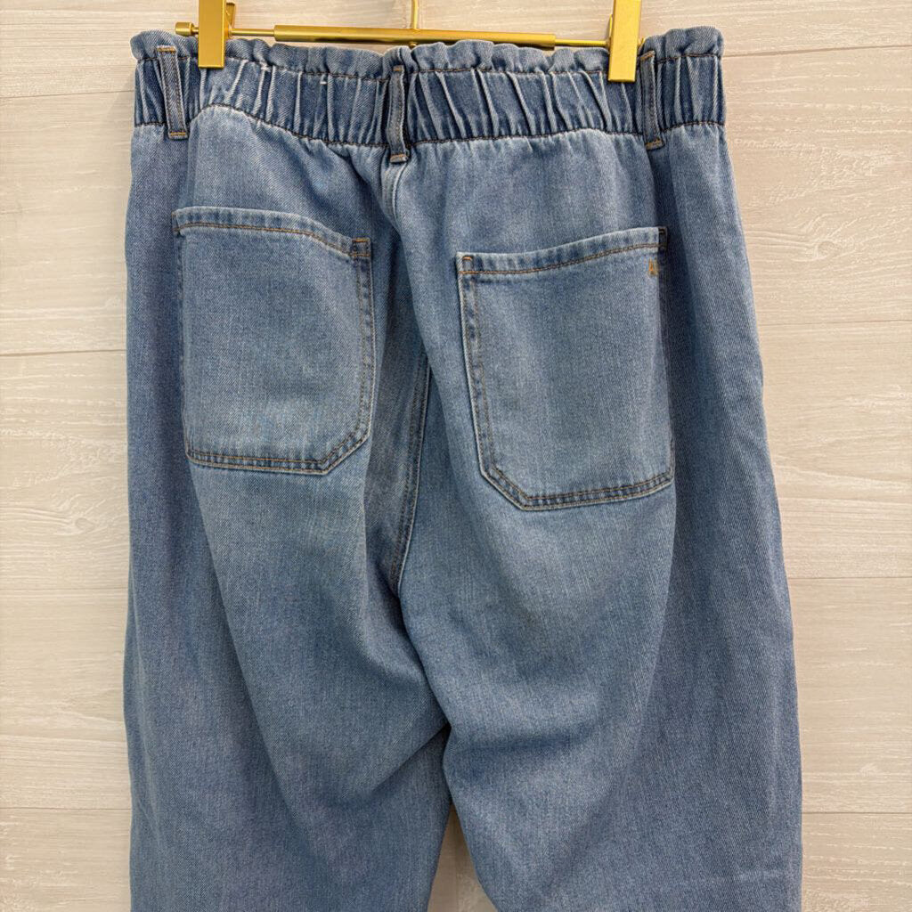 American Eagle Light Wash Paperbag Top Wide Leg Jeans 12