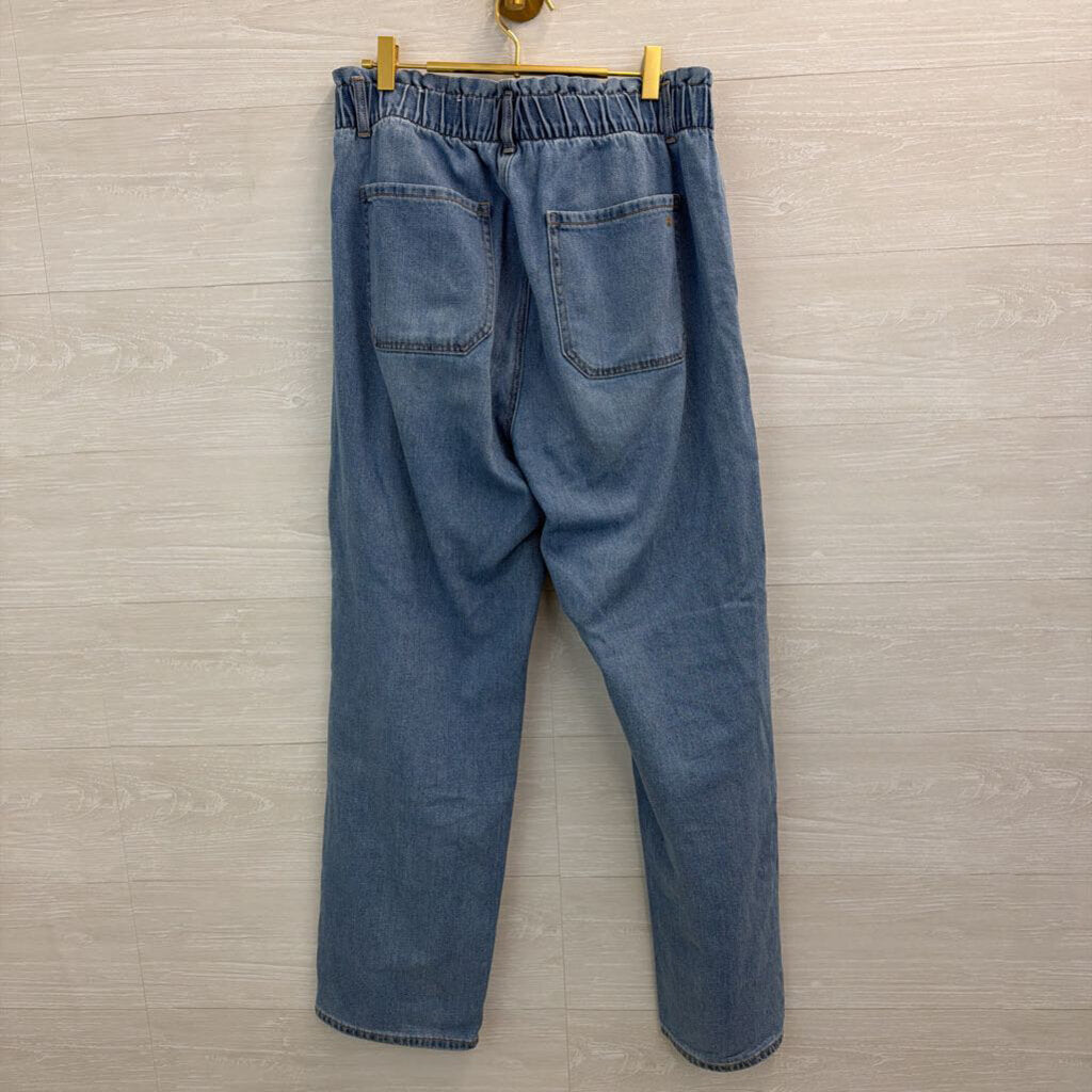 American Eagle Light Wash Paperbag Top Wide Leg Jeans 12