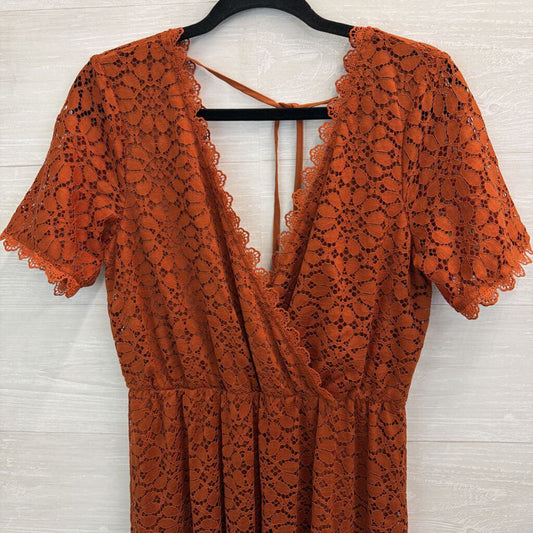 Baltic Born Orange Lace Short Sleeve Maxi Dress Large