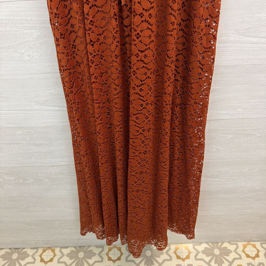 Baltic Born Orange Lace Short Sleeve Maxi Dress Large