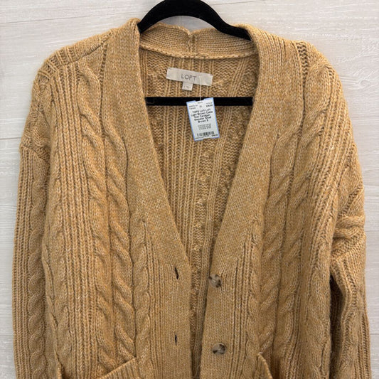 Loft Light Brown Cable Knit Cardigan Sweater Small