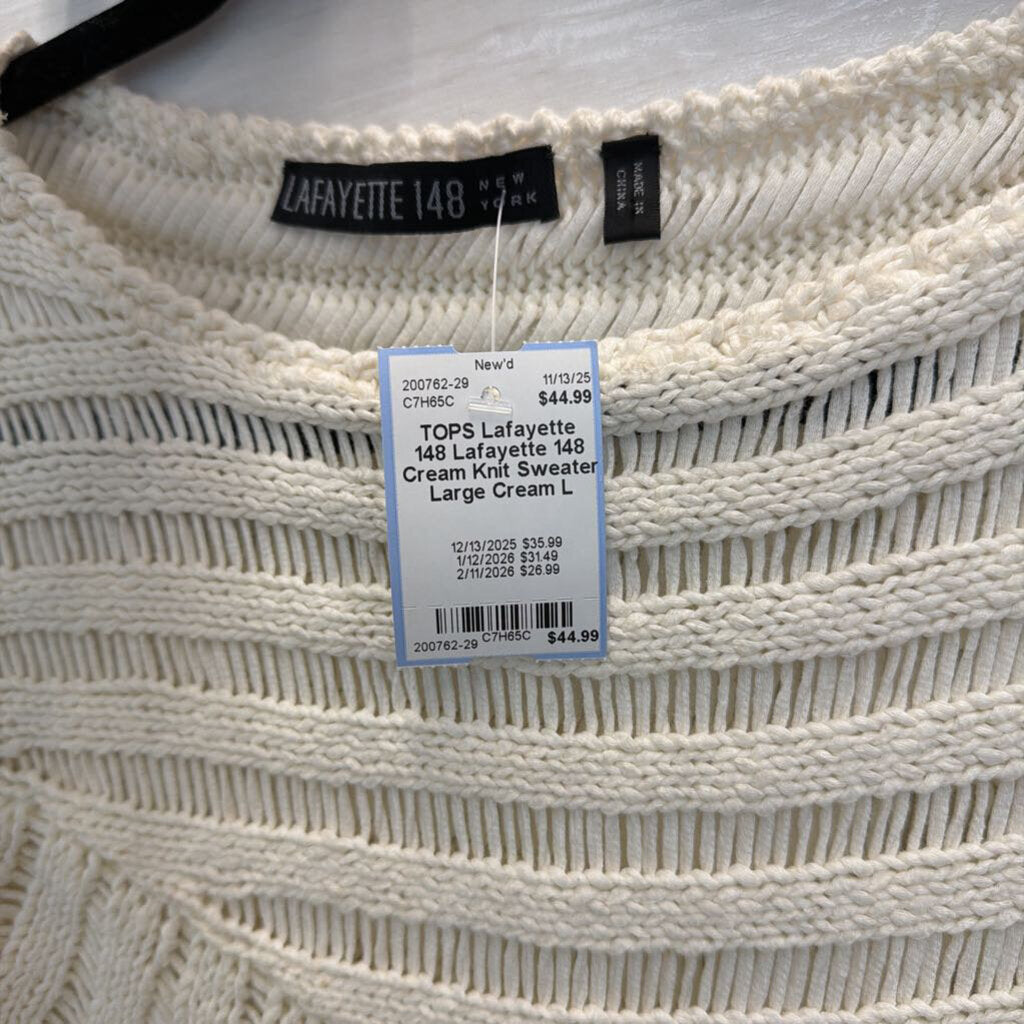 Lafayette 148 Cream Knit Sweater Large