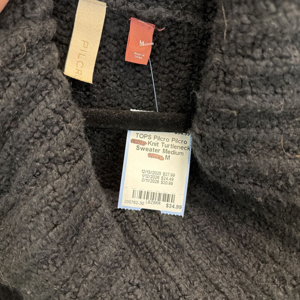 Pilcro Black Knit Turtleneck Sweater Medium