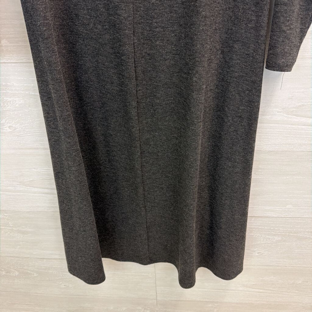 Bordeaux Grey Ribbed Cut Out Long Sleeve Mock Neck Dress Medium