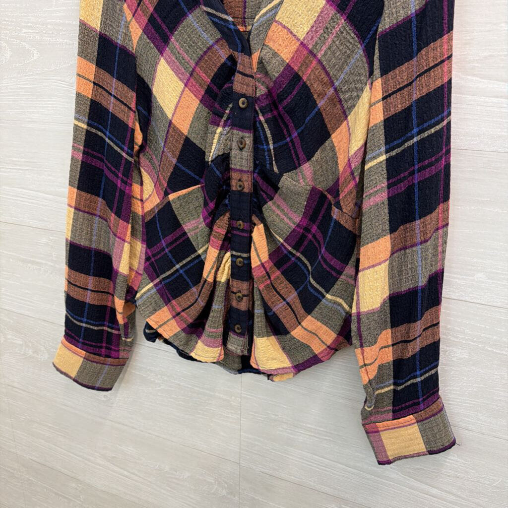 Pilcro Purple/ Orange/ Multi Long Sleeve Button Down Top Medium