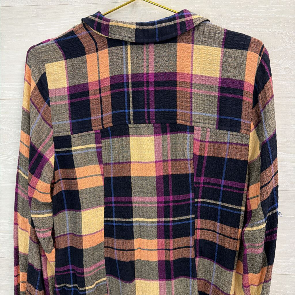 Pilcro Purple/ Orange/ Multi Long Sleeve Button Down Top Medium