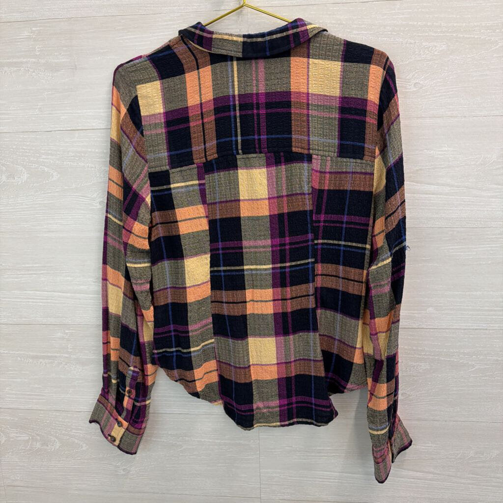 Pilcro Purple/ Orange/ Multi Long Sleeve Button Down Top Medium