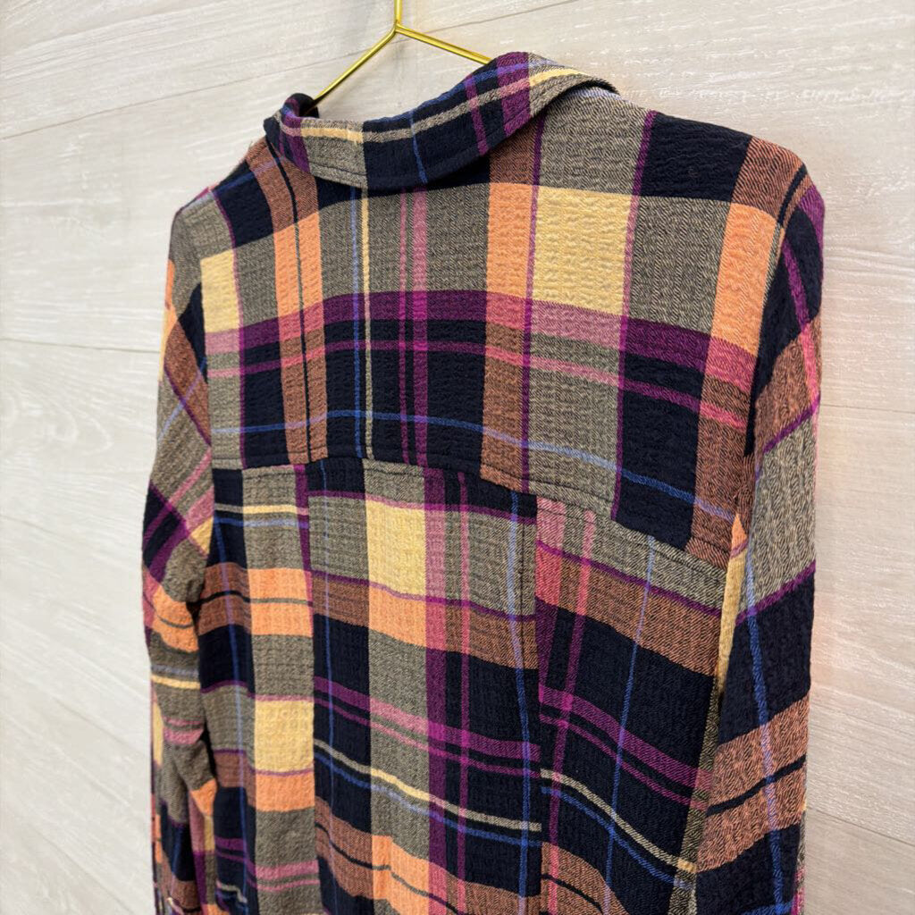 Pilcro Purple/ Orange/ Multi Long Sleeve Button Down Top Medium