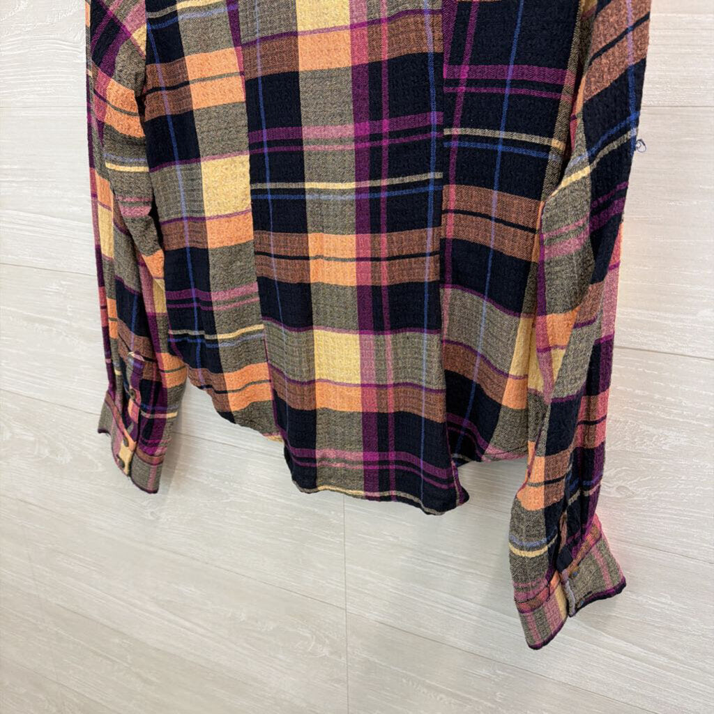 Pilcro Purple/ Orange/ Multi Long Sleeve Button Down Top Medium