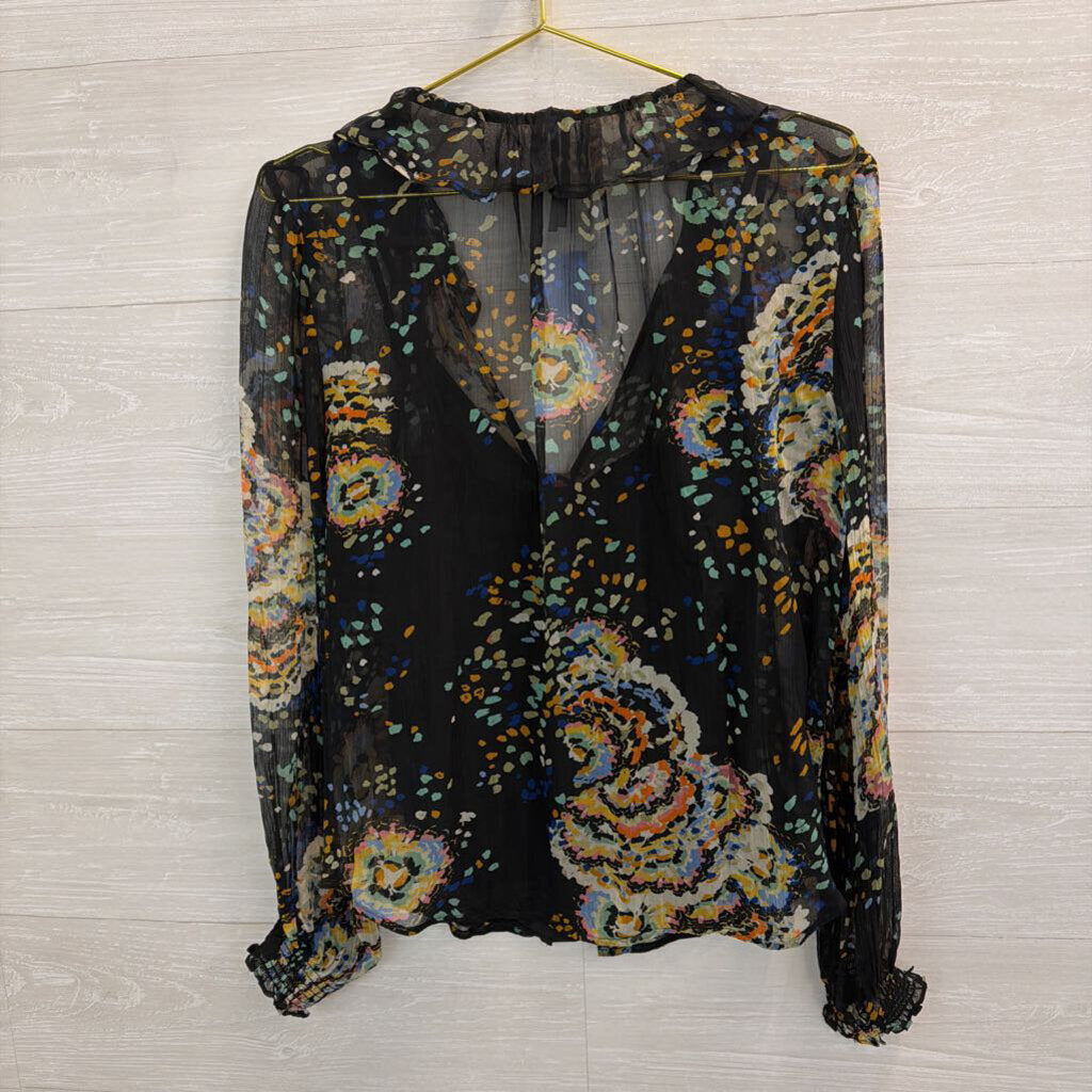Anthropologie Black/ Multi Print Long Sleeve Medium