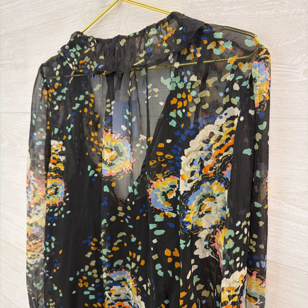 Anthropologie Black/ Multi Print Long Sleeve Medium