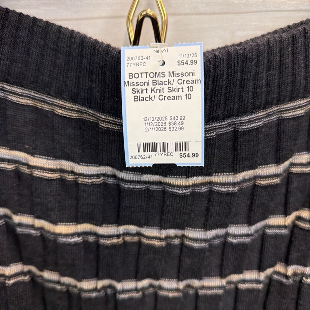 Missoni Black/ Cream Skirt Knit Skirt 10