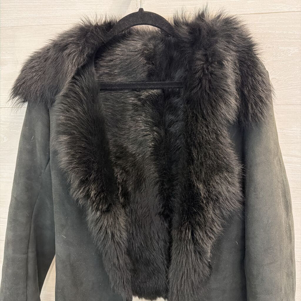 Harrods Black Sheepskin Fur Lined Jacket 10
