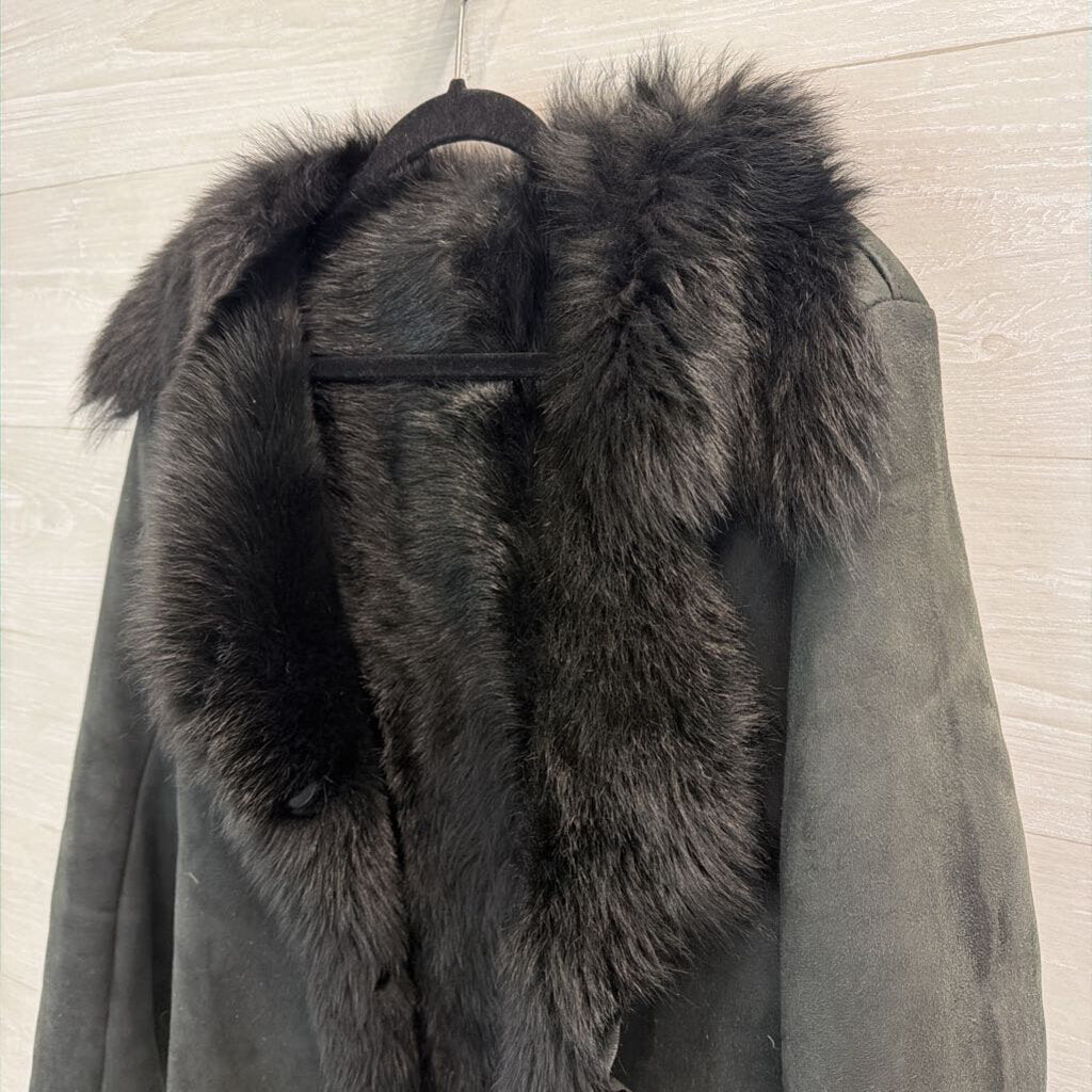 Harrods Black Sheepskin Fur Lined Jacket 10