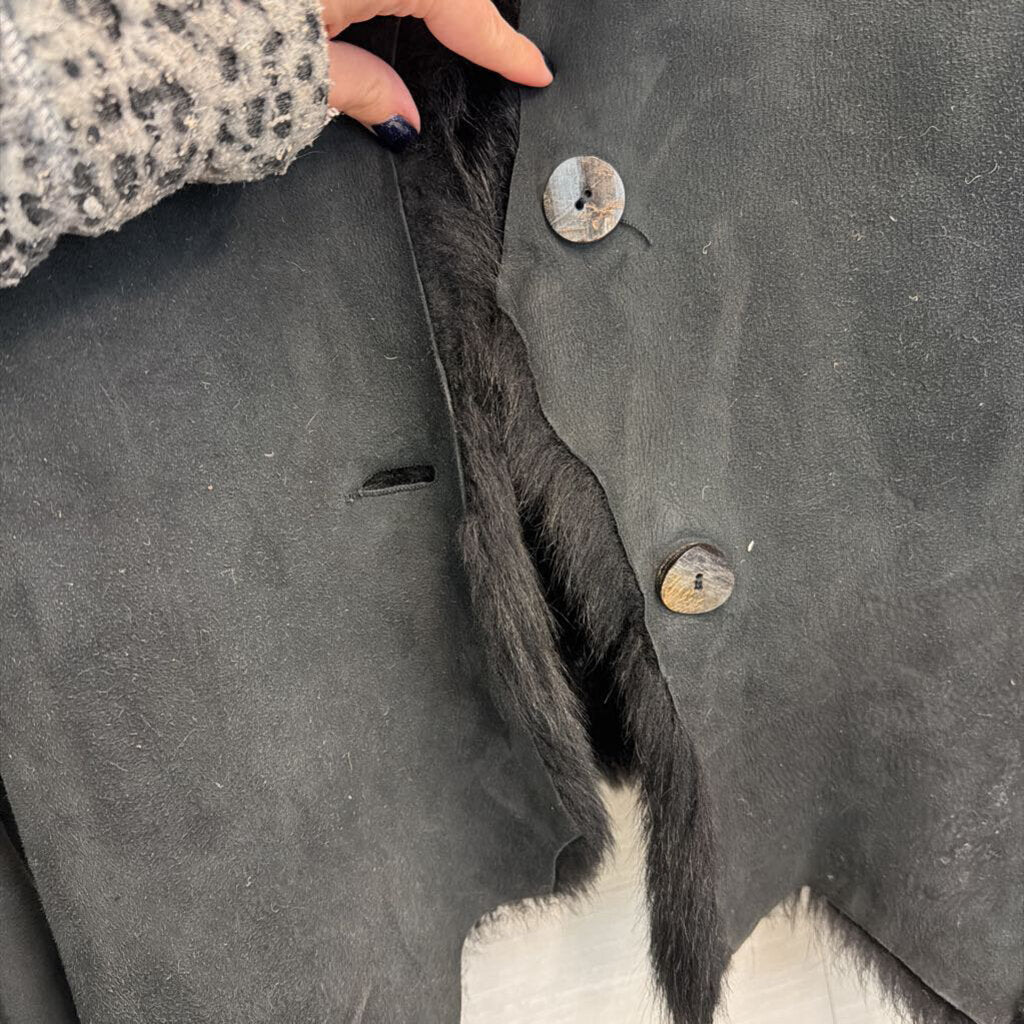 Harrods Black Sheepskin Fur Lined Jacket 10