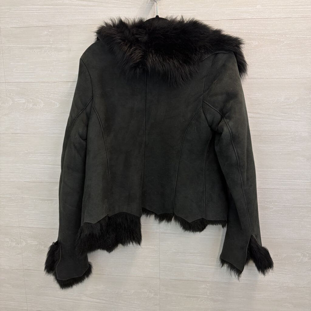 Harrods Black Sheepskin Fur Lined Jacket 10