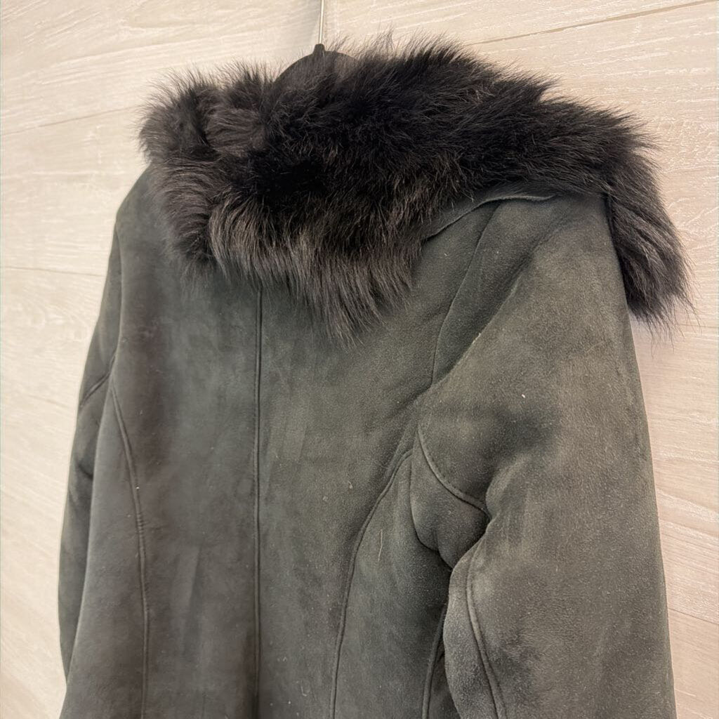 Harrods Black Sheepskin Fur Lined Jacket 10