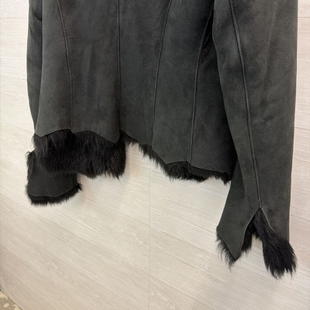 Harrods Black Sheepskin Fur Lined Jacket 10