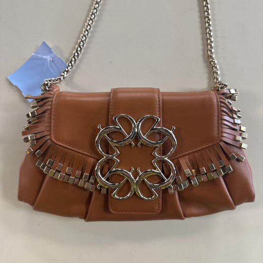 Elie Saab Brown Leather Gold Detail Crossbody Purse