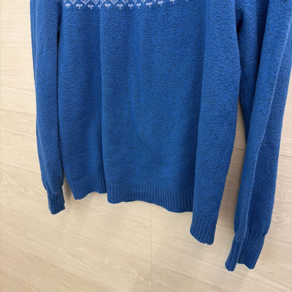 Loft Blue Print Knit Long Sleeve Sweater Small