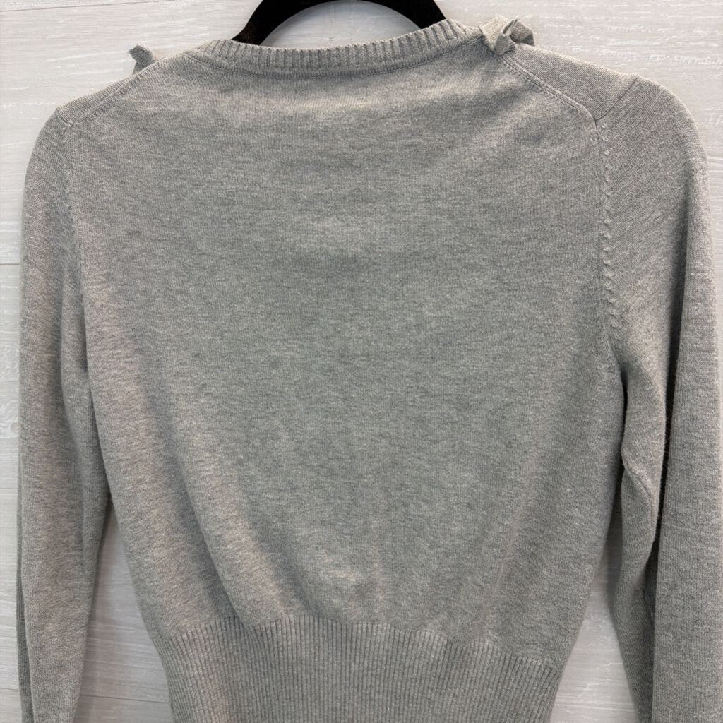 Van Heusen Grey Textured Ruffle Cardigan Sweater Small