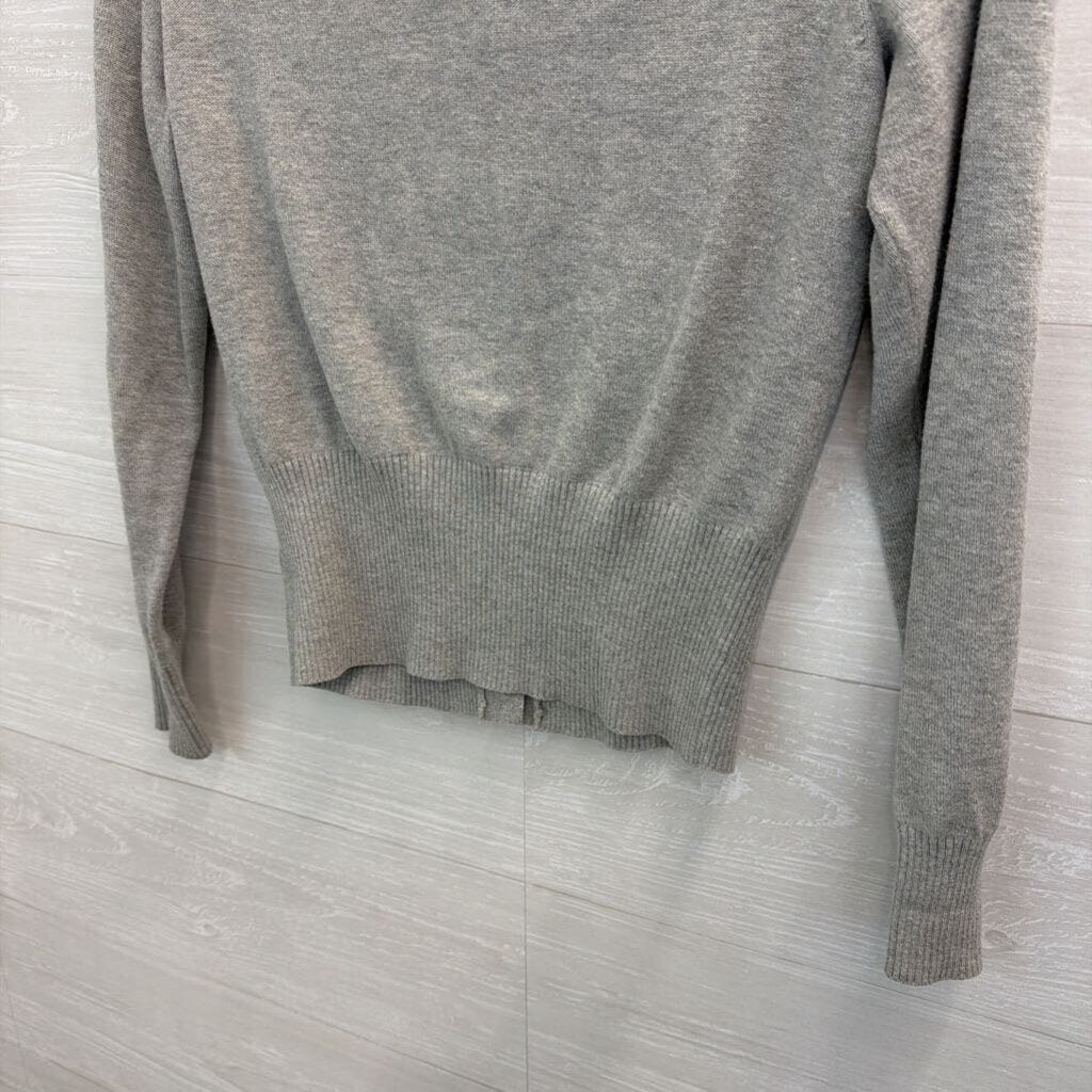 Van Heusen Grey Textured Ruffle Cardigan Sweater Small