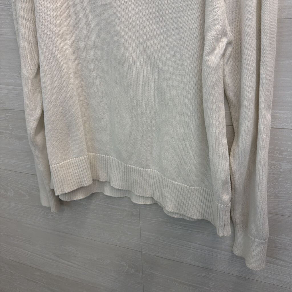 Quince White Knit Long Sleeve Mock Neck Top Large