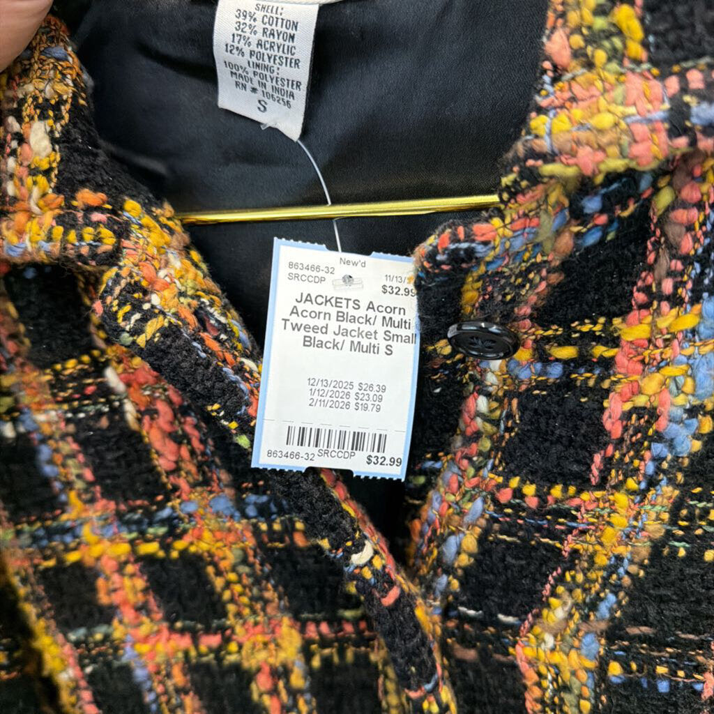 Acorn Black/ Multi Tweed Jacket Small