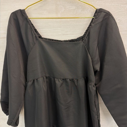 Levi Black Long Puff Sleeve Tiered Dress Small
