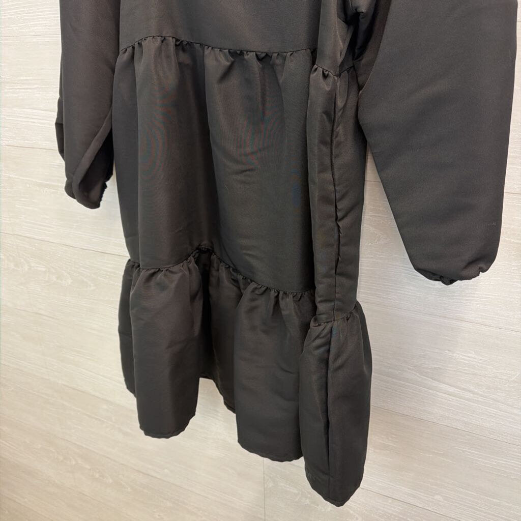 Levi Black Long Puff Sleeve Tiered Dress Small