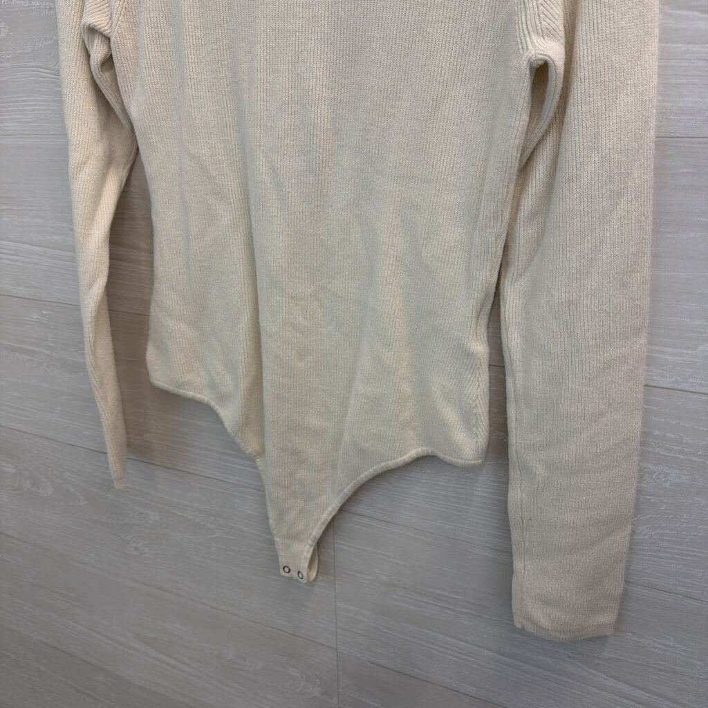Abercrombie and Fitch Cream Ribbed Mock Neck Long Sleeve Bodysuit Extra Large