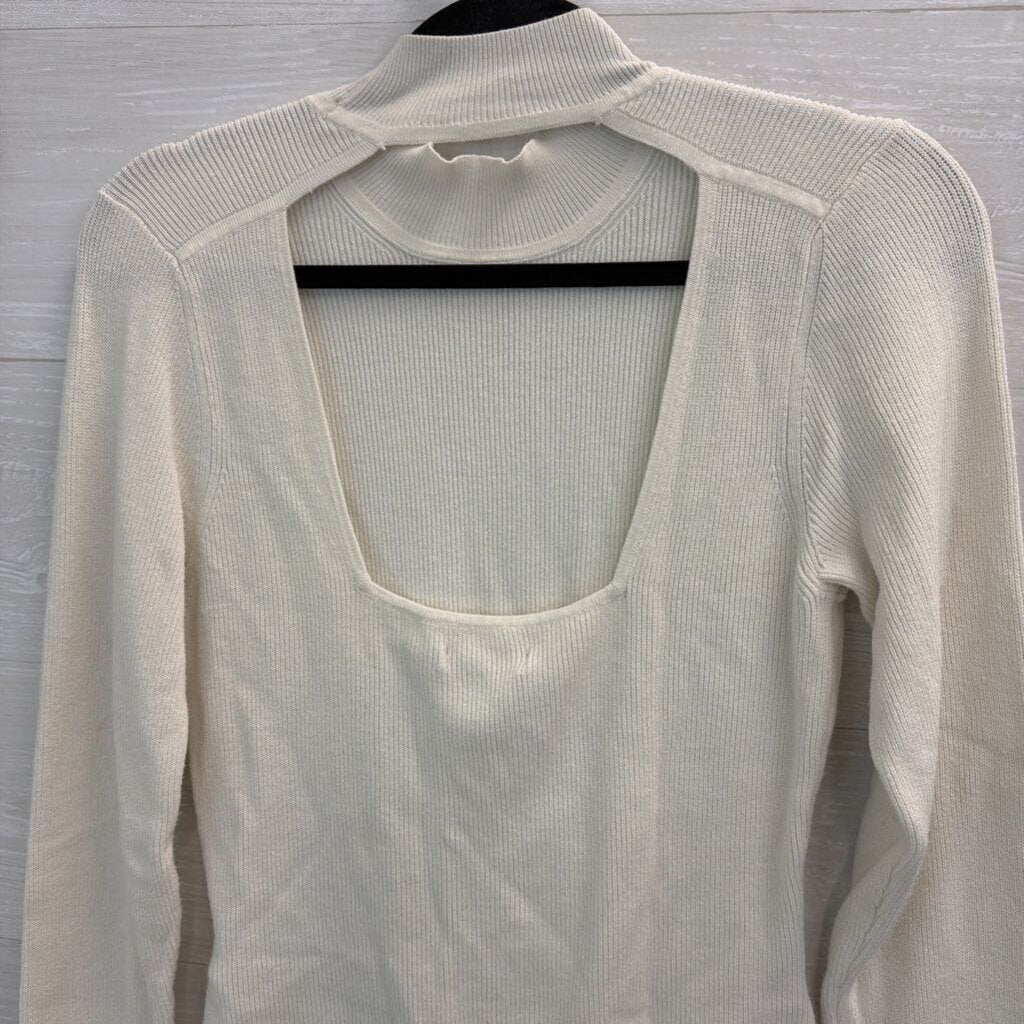 Abercrombie and Fitch Cream Ribbed Mock Neck Long Sleeve Bodysuit Extra Large