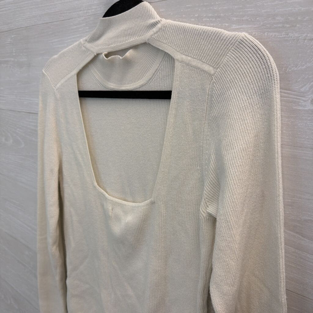 Abercrombie and Fitch Cream Ribbed Mock Neck Long Sleeve Bodysuit Extra Large