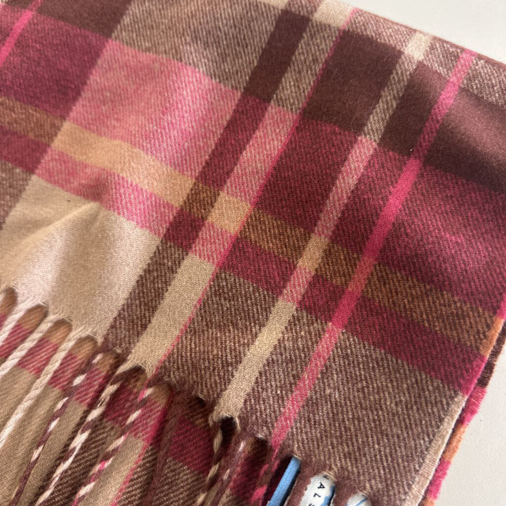 Pendleton Brown/ Red Plaid 100% Virgin Wool Scarf